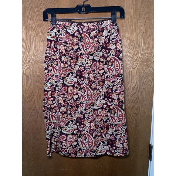 Vintage Merona Silk Paisley Floral Print Business Casual Pencil Skirt Sz 2 NWT - Picture 4 of 8
